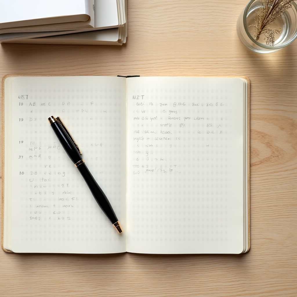 Notebook and pen on a desk representing the spending awareness foundation course